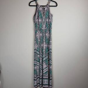 White House Black Market Womens XXS Halter Maxi Dress Colorful Cruise Wear NWT